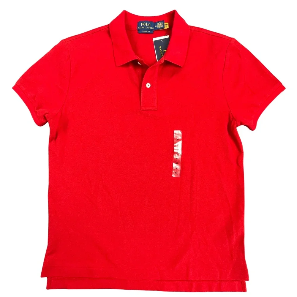 Polo Ralph Lauren Mens Medium M Red Polo Shirt NWT Fits Like SMALL Cut 38